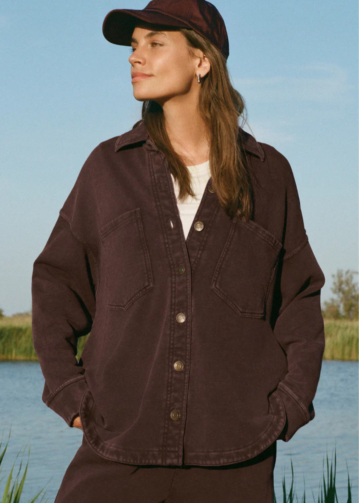 Z Supply All Day Knit Jacket - Chocolate Cherry