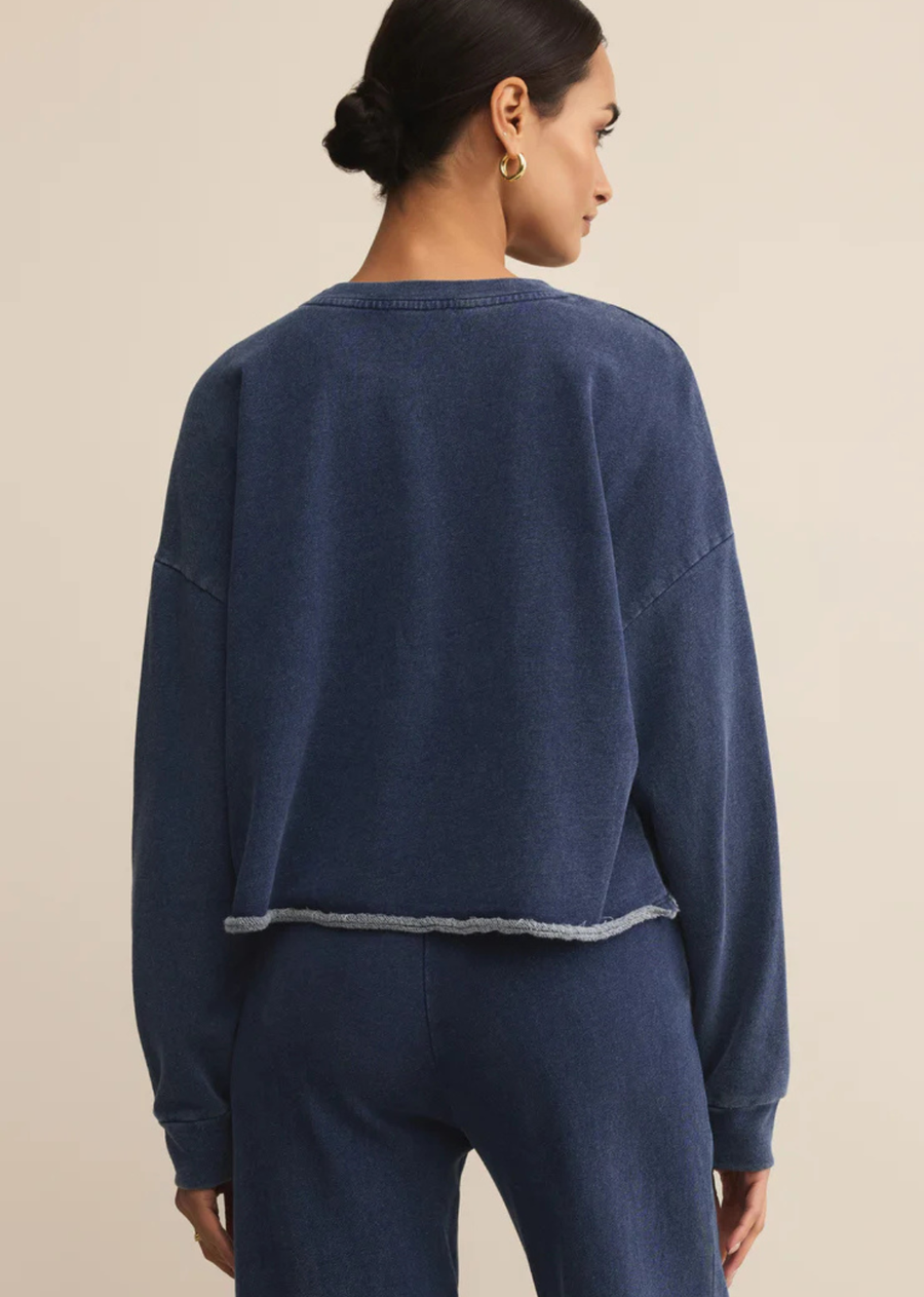 Z Supply Circuit Knit Denim Sweatshirt