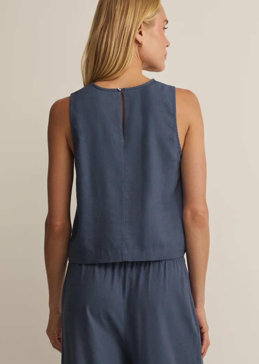 Z Supply Sloane Linen Top - Vintage Indigo