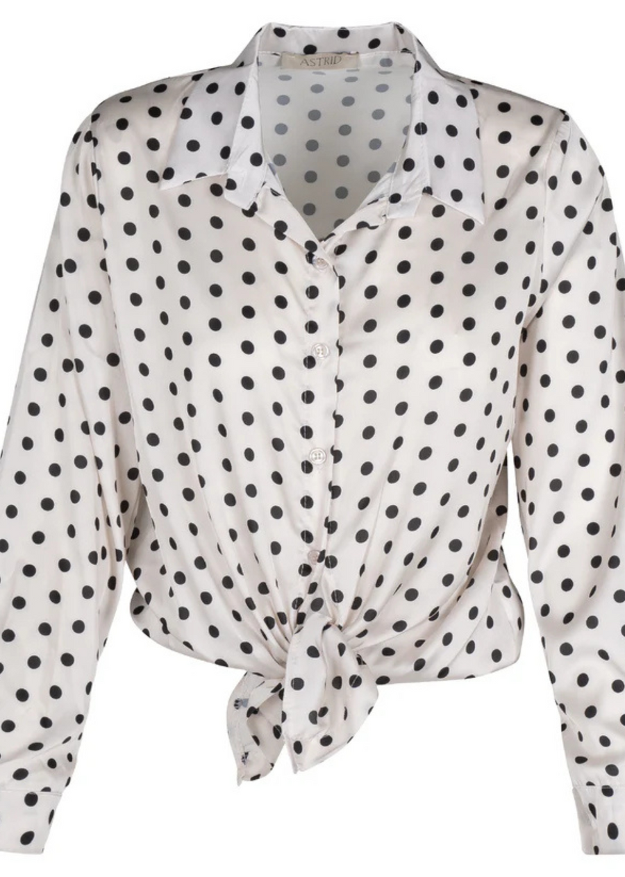 Garden Party Tie Top - Cream Dot