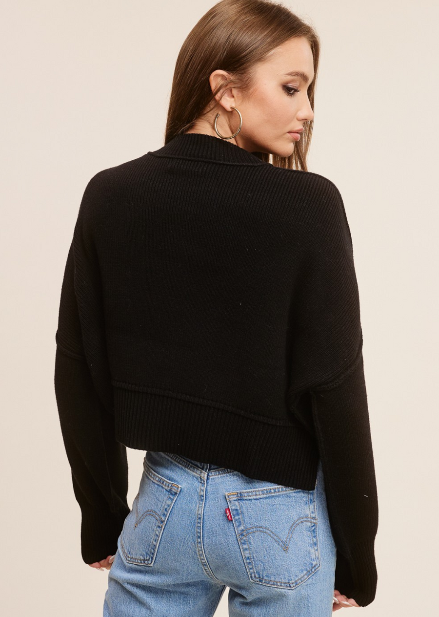 Nessa High Neck Sweater- Black