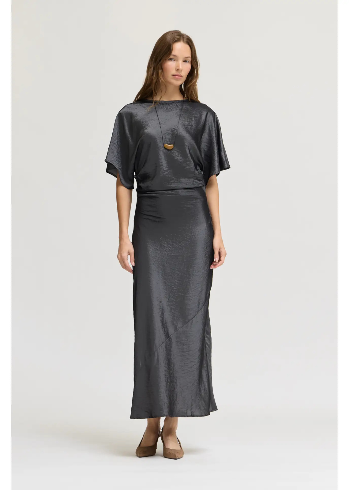 Estelle Ruched Dress - Granite Wash