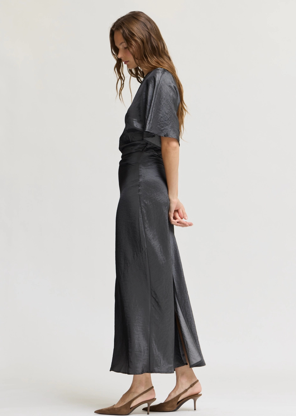 Estelle Ruched Dress - Granite Wash