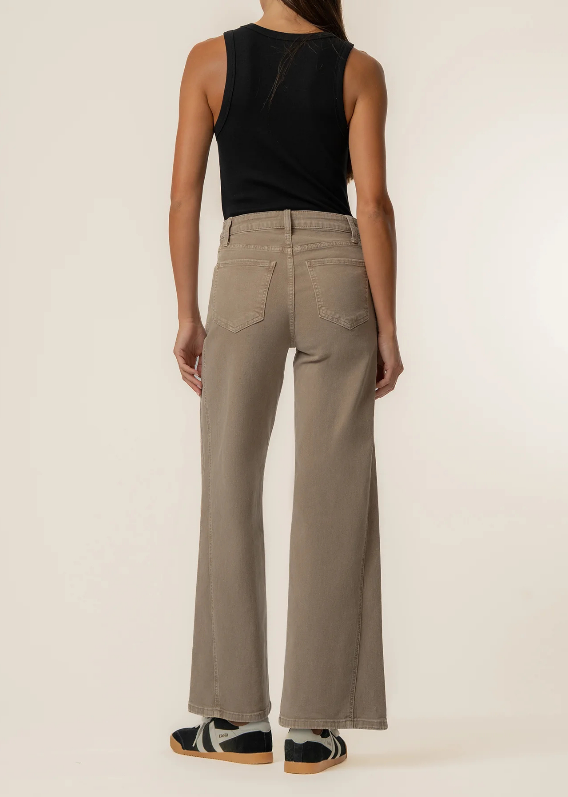 Milk Tea high-rise cropped wide-leg jeans with side-panel detailing and low-stretch denim.