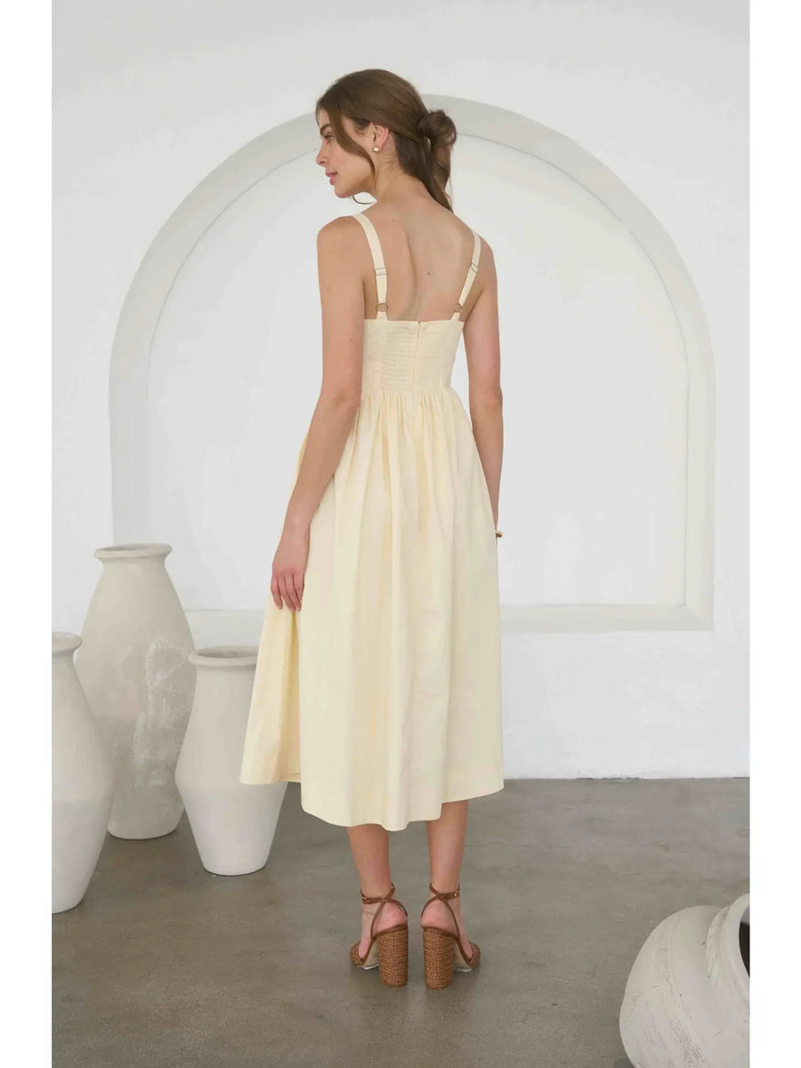 Marigold Pintuck Midi Dress