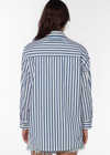 Velvet Heart Ricky Stripe Shirt. Oversized and cool, this long sleeved cotton shirt features a button up front, with a single chest pocket and a high-low hem for an effortless, classic look.