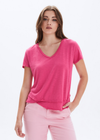 CHRLDR Ava V-Neck Mock Layer T-Shirt- Strawberry Pink
