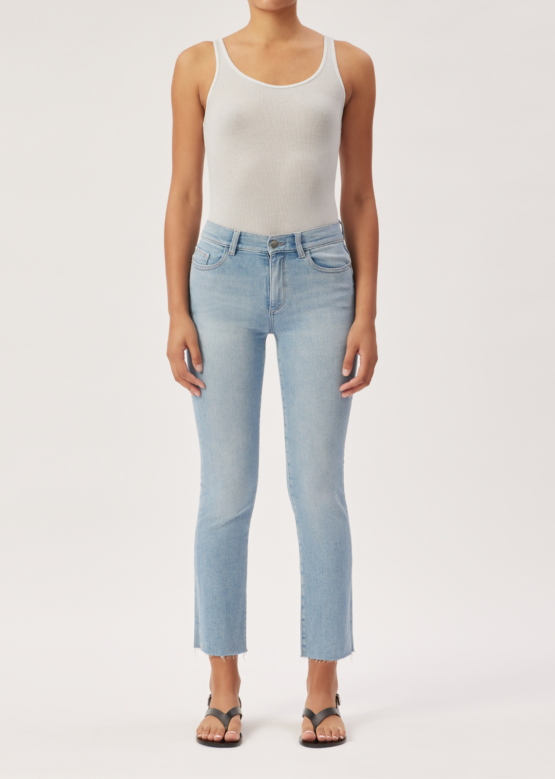 DL1961 Mara Straight Mid Rise Jeans Blue Bay deniseboutiques