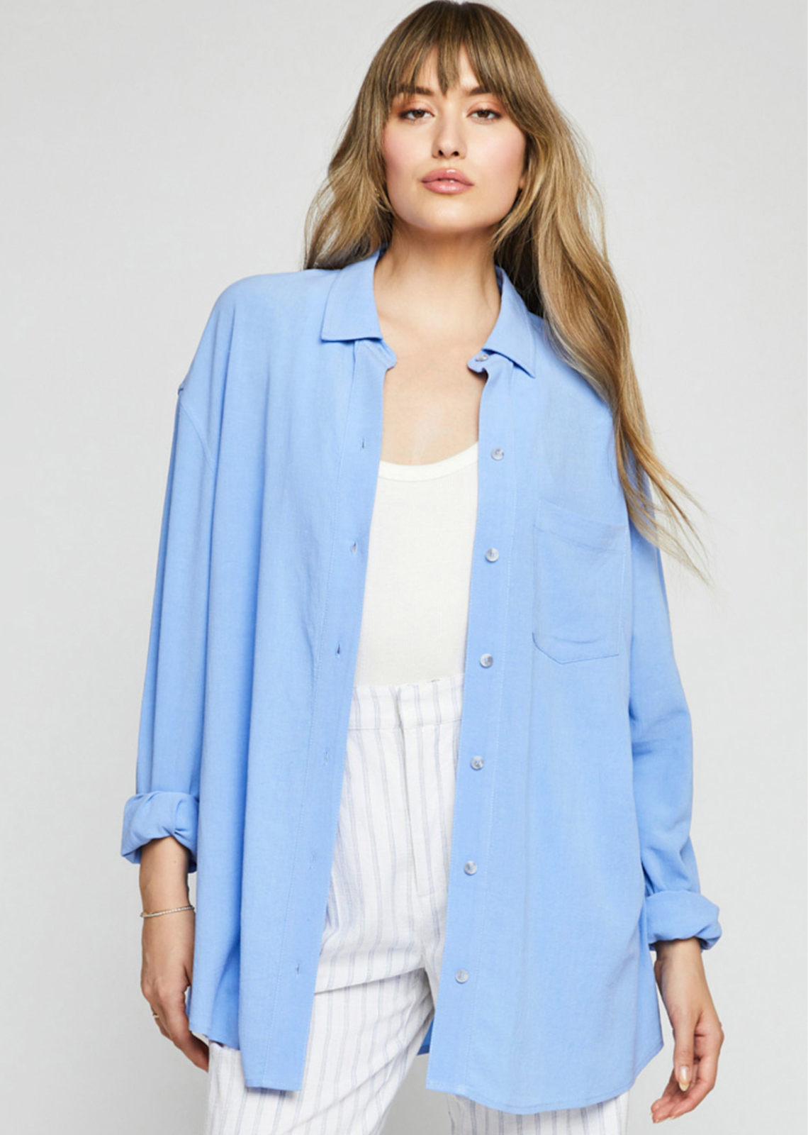 Flax 100% Linen Womens Blue Textured Button Down Collared Short Sleeve  Shirt S ?