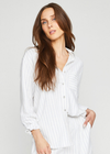 Gentle Fawn Portia Button Down-White Stripe. Easy like a Sunday morning the Portia top is sure to be your new go-to in your closet. Made of a beautiful Rayon/Linen blend this timeless button up has just the right handfeel and weight to make it your year-round bff.