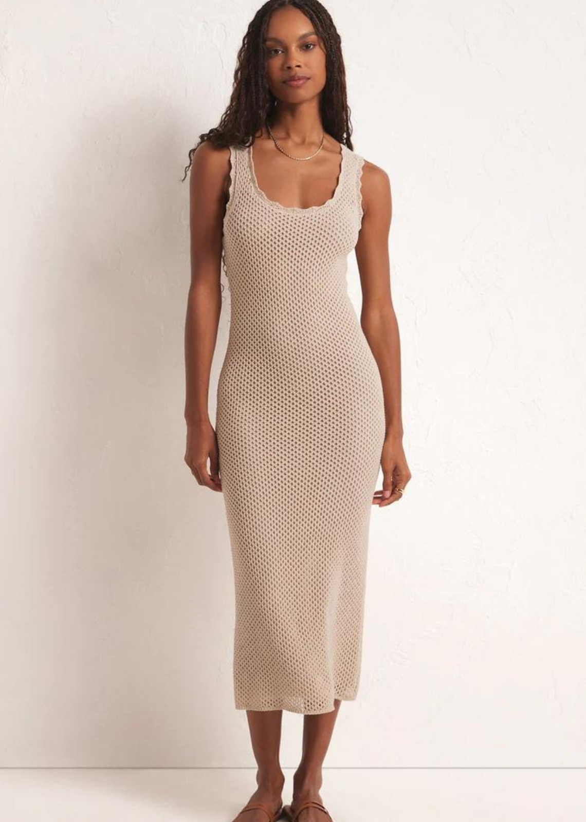 Organic Cotton Rib Knit Tank Midi Dress