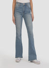 Sport a laid-back look in high-rise, full-length flare jeans made with faded stretch denim and Fab Ab front pockets that comfortably flatten and smooth. High Rise  Stretch Denim  Care: Machine Wash Cold/ Inside Out To Retain Color/ Tumble Dry Low Or For / Better Care Lay Flat To Dry/ Warm Iron If Needed   Fabric: 91% Cotton, 7% Polyester, 2% Spandex   Size & Fit: Inseam: 33", Leg Opening: 20 1/2", Rise: 10 1/4, Silhouette: Flare   SKU: KP1528MB6-ULTMM