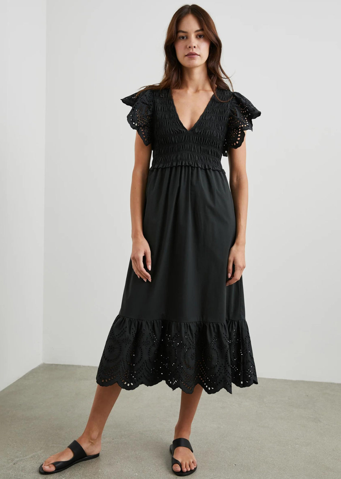 Quince Black Organic Cotton Tiered Maxi Dress sz S Women's Pockets Poplin  Fabric