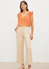 Velvet Dru Linen Pant- Bisque. Stay cool and stylish in this heavy linen pant. Crafted from a heavier linen fabric, these cropped, wide leg pants feature a button and zipper closure, slash pockets, and patch pockets for a classic, timeless look.