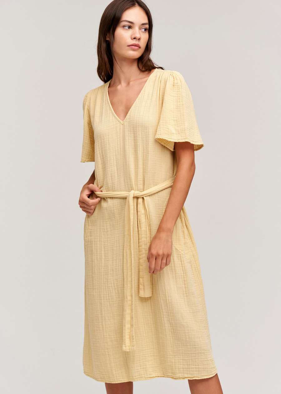 Velvet Hazel Cotton Gauze S/S V-neck Dress