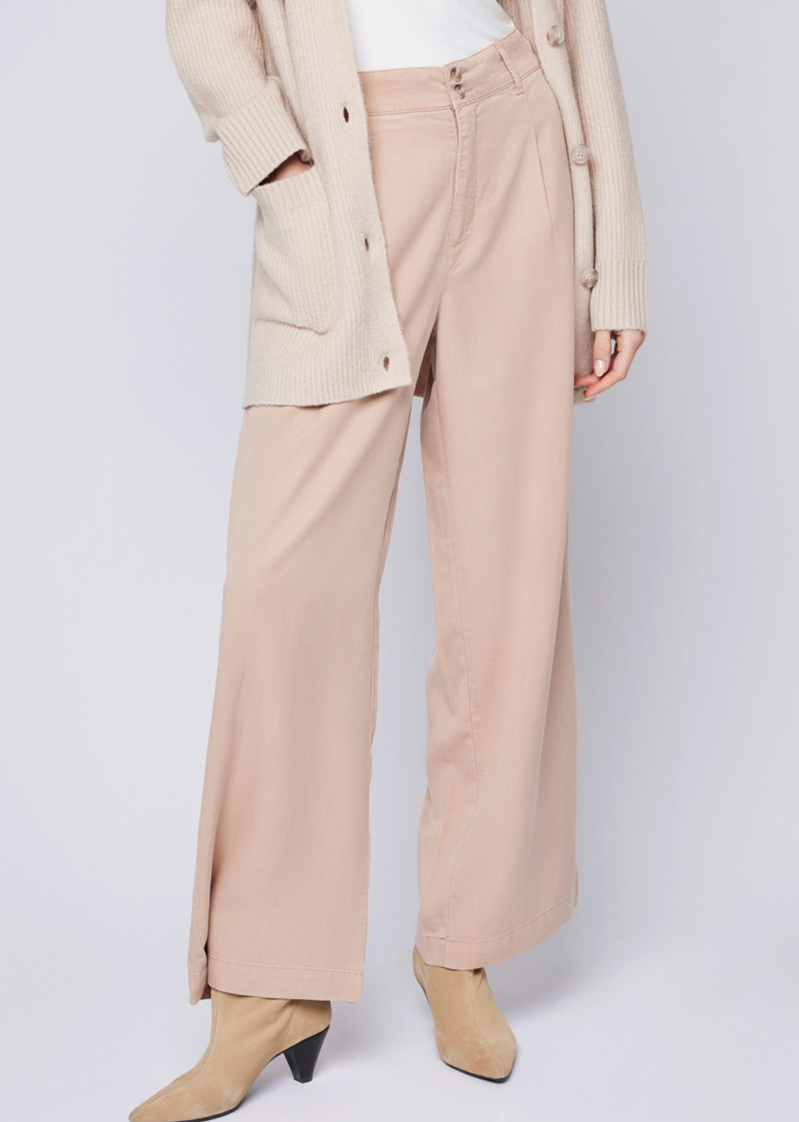 Zuma Cotton Terry Wide Leg Joggers with Button Side Seam