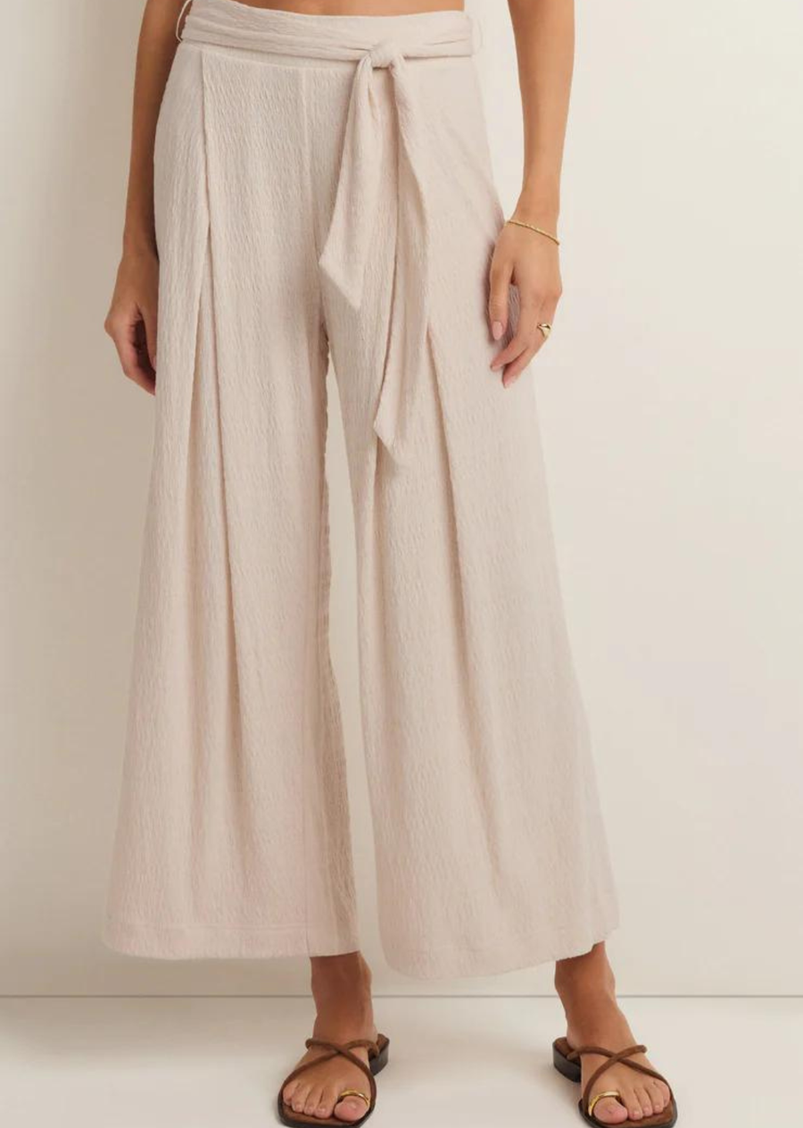Z Supply Isla Pucker Knit Pant Take your casual look to the next level with the elevated, wide leg Isla Pucker Knit Pant. This pull on style features flattering details that will make this a pant you reach for on repeat.